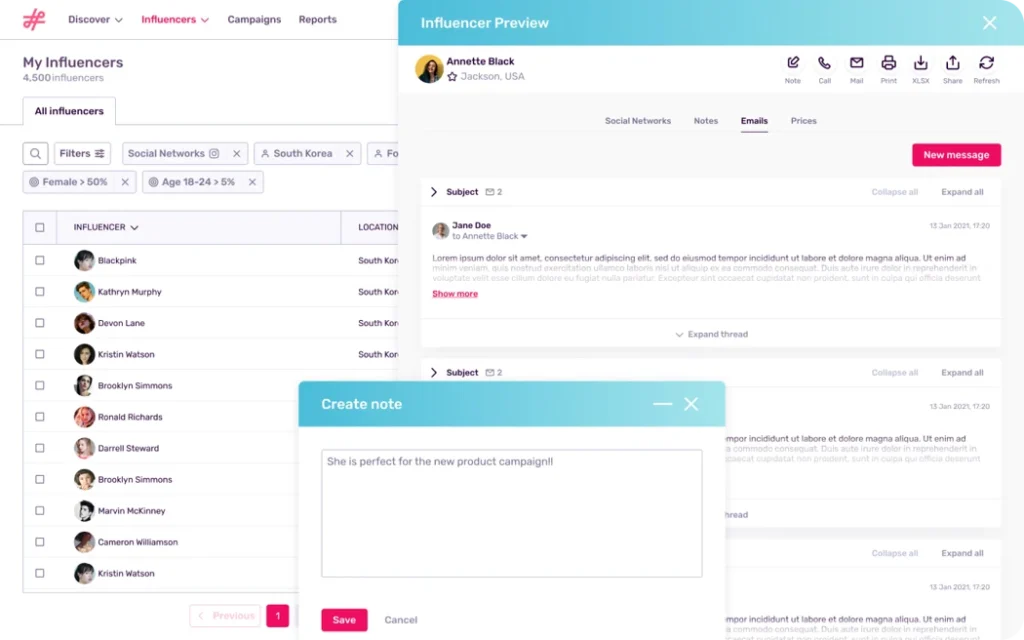 Influencity influencer database