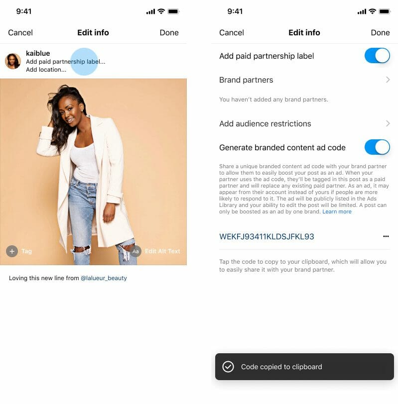 Branded content ad code creators